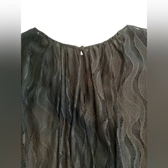 Lafayette 148 New York Hayden Wave Lace Black Long Sleeve Midi Dress Size 14 - Picture 6 of 10